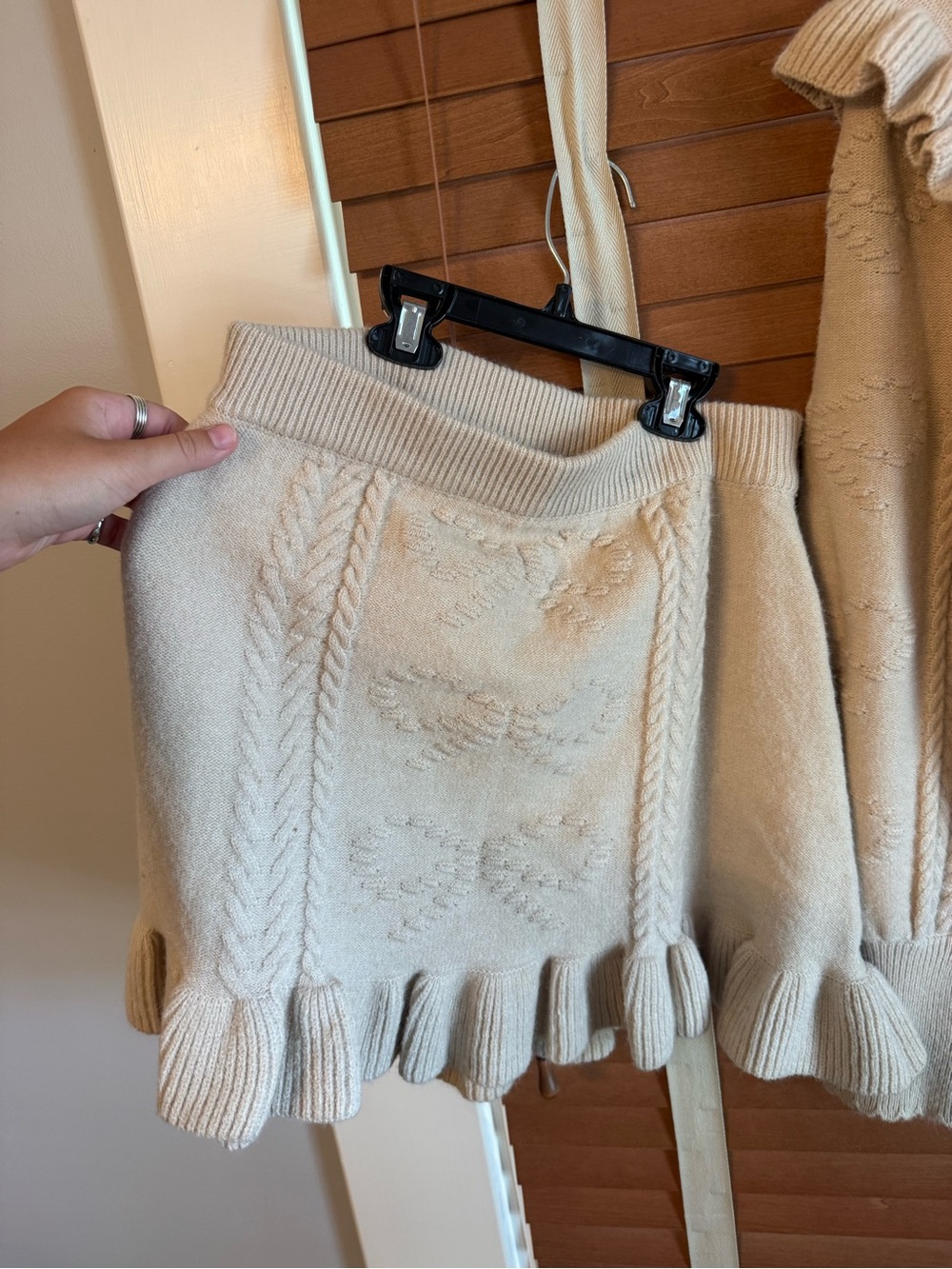 MARBLE Cream Ruffle Cable-Knit Sweater Set - Picture 4 of 5